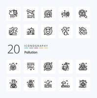 20 Pollution Line icon Pack like waste nuclear gas water pollution vector