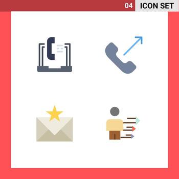 Pack of 4 Modern Flat Icons Signs and Symbols for Web Print Media such as communication communication laptop incoming envelope Editable Vector Design Elements
