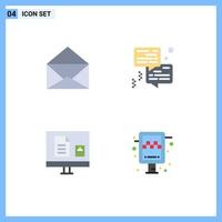 4 Universal Flat Icon Signs Symbols of message learn bubble printer school Editable Vector Design Elements
