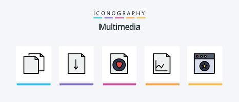 paquete de 5 íconos llenos de línea multimedia que incluye . expediente. nube. favorito. expediente. diseño de iconos creativos vector