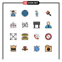 16 User Interface Flat Color Filled Line Pack of modern Signs and Symbols of construction brush equipment direction choose Editable Creative Vector Design Elements