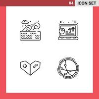 Line Pack of 4 Universal Symbols of water gamepad holder grow playstation Editable Vector Design Elements