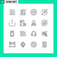 Editable Vector Line Pack of 16 Simple Outlines of ui dvd todo disk wreath Editable Vector Design Elements