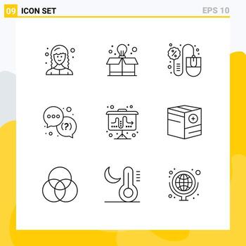 9 Universal Outlines Set for Web and Mobile Applications market support computer service help Editable Vector Design Elements