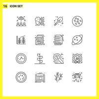 Pack of 16 creative Outlines of startup finance construction seamus sesame Editable Vector Design Elements