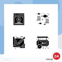 4 iconos creativos, signos y símbolos modernos de herramientas de prueba, pruebas divididas, río, impresión azul, elementos de diseño vectorial editables vector