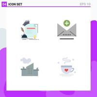 Set of 4 Commercial Flat Icons pack for certificate industry award address pollution Editable Vector Design Elements