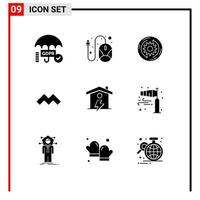 Set of 9 Modern UI Icons Symbols Signs for house cryptocurrency solution crypto currency structure Editable Vector Design Elements