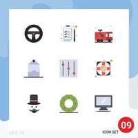 9 Universal Flat Color Signs Symbols of support help fire tools milk Editable Vector Design Elements