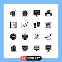 Set of 16 Modern UI Icons Symbols Signs for education shredder coding paper programming Editable Vector Design Elements