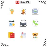 Modern Set of 9 Flat Colors Pictograph of box recommended ad like tabletop display Editable Vector Design Elements