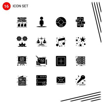 conjunto de glifos sólidos de interfaz móvil de 16 pictogramas de ciencias de la ingeniería bebidas de ciencia aplicada elementos de diseño de vectores editables sociales digitales