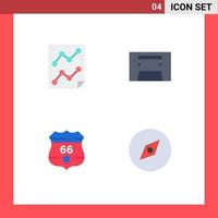 Universal Icon Symbols Group of 4 Modern Flat Icons of analytics shield paper audiotape security Editable Vector Design Elements