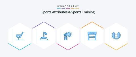 Sports Atributes And Sports Training 25 Blue icon pack including game. line. sport. finish. fan vector