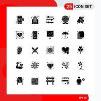 25 Thematic Vector Solid Glyphs and Editable Symbols of rgb creative adjust person map Editable Vector Design Elements