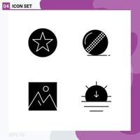 Group of 4 Modern Solid Glyphs Set for favorite furniture ball sport photo Editable Vector Design Elements