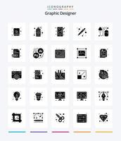 diseñador gráfico creativo paquete de iconos negros sólidos de 25 glifos, como el diseño. liquidador. creatividad. cuentagotas. selector de color vector