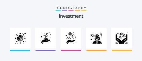 Investment Glyph 5 Icon Pack Including money. dollar. investment. teacher. investment. Creative Icons Design vector