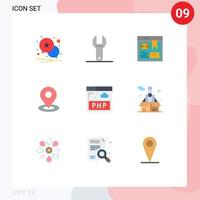 Set of 9 Modern UI Icons Symbols Signs for business php design data navigation Editable Vector Design Elements