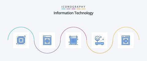 Information Technology Blue 5 Icon Pack Including network. access. safe box. system. fan vector