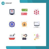 Set of 9 Modern UI Icons Symbols Signs for predication computing support world internet Editable Vector Design Elements