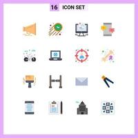 Group of 16 Modern Flat Colors Set for city network profile media chat Editable Pack of Creative Vector Design Elements