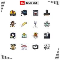 16 Creative Icons Modern Signs and Symbols of female student stamp information security press web security Editable Creative Vector Design Elements