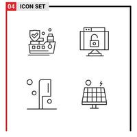 Set of 4 Vector Filledline Flat Colors on Grid for ship knife data security environment Editable Vector Design Elements