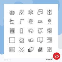 Universal Icon Symbols Group of 25 Modern Lines of fundraising messages system conversation machine Editable Vector Design Elements