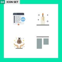 Set of 4 Commercial Flat Icons pack for code xmas window christmas fund Editable Vector Design Elements