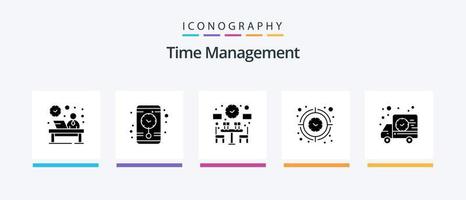 paquete de iconos de glifo 5 de gestión del tiempo que incluye la entrega. hora. Pareja. objetivo. reloj. diseño de iconos creativos vector
