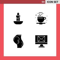 Group of 4 Solid Glyphs Signs and Symbols for candle pregnant holiday love obstetrics Editable Vector Design Elements