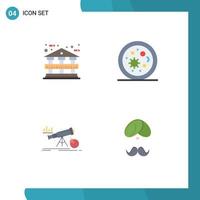 User Interface Pack of 4 Basic Flat Icons of architecture forecast biology science prediction Editable Vector Design Elements