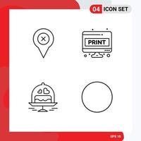 Set of 4 Modern UI Icons Symbols Signs for add cake map paper wedding Editable Vector Design Elements