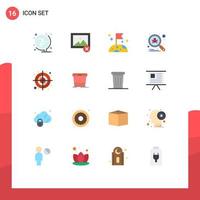 16 User Interface Flat Color Pack of modern Signs and Symbols of target round slow circular search Editable Pack of Creative Vector Design Elements