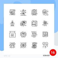 16 Universal Outline Signs Symbols of poker player globe game graph Editable Vector Design Elements