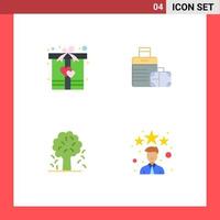 Modern Set of 4 Flat Icons and symbols such as box apple heart handbag nature Editable Vector Design Elements