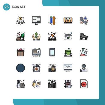 Universal Icon Symbols Group of 25 Modern Filled line Flat Colors of faq wagon creative vehicle design Editable Vector Design Elements