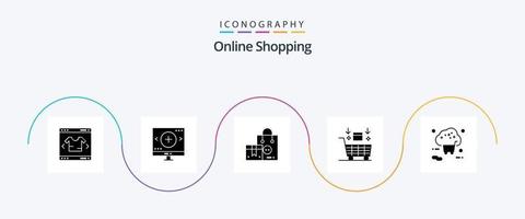 Online Shopping Glyph 5 Icon Pack Including shopping. cart. search. ai. shopping vector