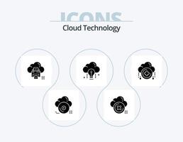 Cloud Technology Glyph Icon Pack 5 Icon Design. data. cloud. cancel. device. print vector