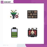 4 Universal Filledline Flat Colors Set for Web and Mobile Applications filter power filter security education Editable Vector Design Elements