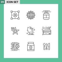 User Interface Pack of 9 Basic Outlines of flag star business vehicles tram Editable Vector Design Elements
