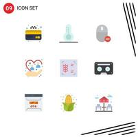 Modern Set of 9 Flat Colors and symbols such as ribs protection hardware people caring Editable Vector Design Elements