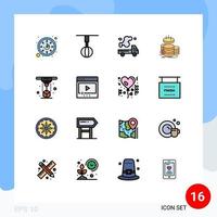 16 iconos creativos signos y símbolos modernos de ahorro oro automóvil finanzas contaminación elementos de diseño de vectores creativos editables