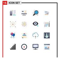 Modern Set of 16 Flat Colors Pictograph of safe folder computer file graph Editable Pack of Creative Vector Design Elements