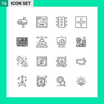16 concepto de esquema para sitios web móviles y controladores de aplicaciones regla de pantalla de luz pequeña elementos de diseño vectorial editables vector