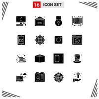 Set of 16 Modern UI Icons Symbols Signs for chat hose key fire alarm Editable Vector Design Elements