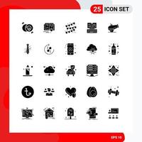 25 Universal Solid Glyphs Set for Web and Mobile Applications tie canon buntings facebook keyboard Editable Vector Design Elements