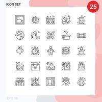 25 Thematic Vector Lines and Editable Symbols of vacation suitcase love bag real estate Editable Vector Design Elements