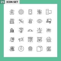 Mobile Interface Line Set of 25 Pictograms of column transaction phone money iphone Editable Vector Design Elements